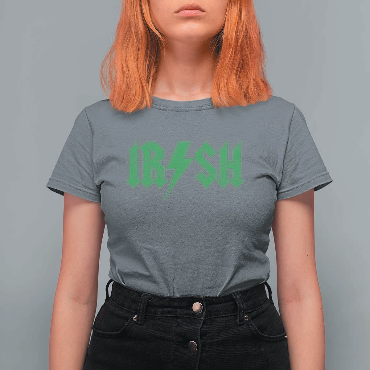 Funny Irish Rocker St Patrickss Day Lightning Bolt Rock and Roll T Shirt For Women
