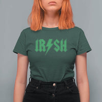Funny Irish Rocker St Patrickss Day Lightning Bolt Rock and Roll T Shirt For Women