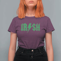 Funny Irish Rocker St Patrickss Day Lightning Bolt Rock and Roll T Shirt For Women