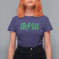 Funny Irish Rocker St Patrickss Day Lightning Bolt Rock and Roll T Shirt For Women