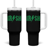 Funny Irish Rocker St Patrickss Day Lightning Bolt Rock and Roll Tumbler With Handle