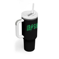 Funny Irish Rocker St Patrickss Day Lightning Bolt Rock and Roll Tumbler With Handle