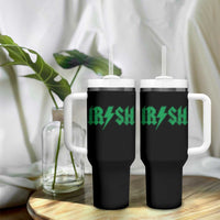 Funny Irish Rocker St Patrickss Day Lightning Bolt Rock and Roll Tumbler With Handle