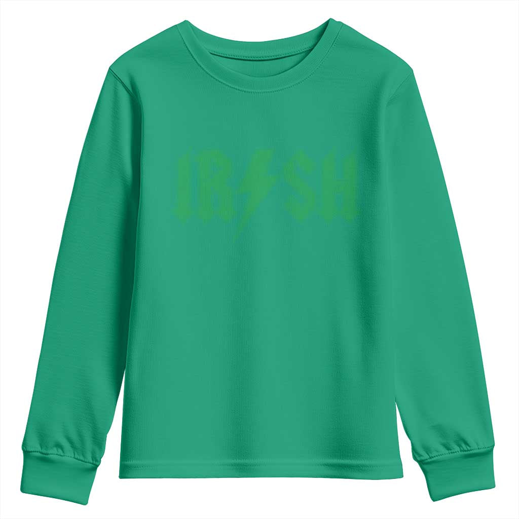 Funny Irish Rocker St Patrickss Day Lightning Bolt Rock and Roll Youth Sweatshirt
