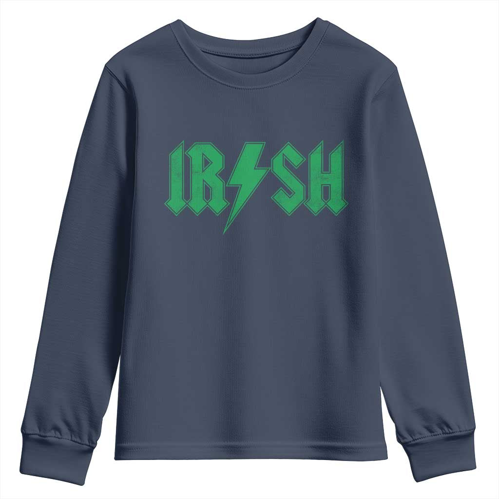 Funny Irish Rocker St Patrickss Day Lightning Bolt Rock and Roll Youth Sweatshirt