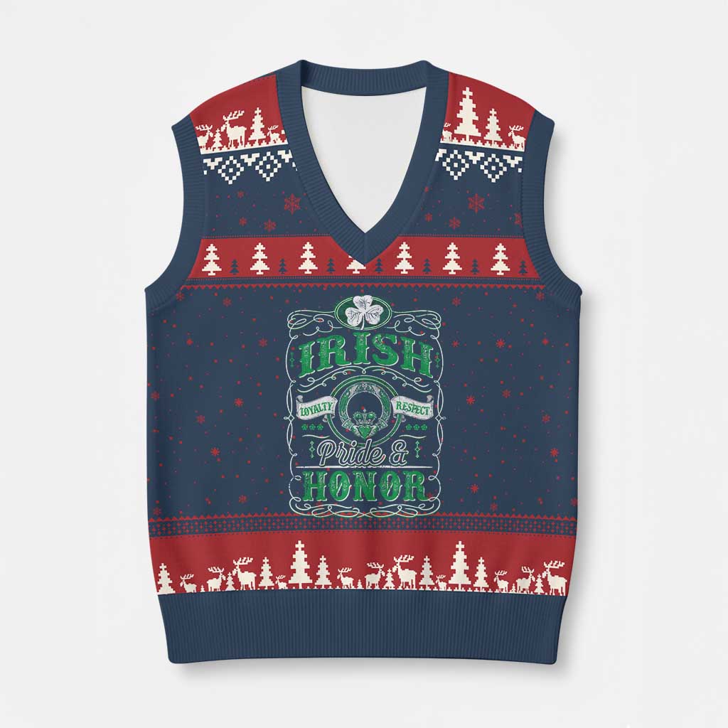 Vintage Irish Pride And Honor St Patricks Day V-Neck Knit Sweater Vest