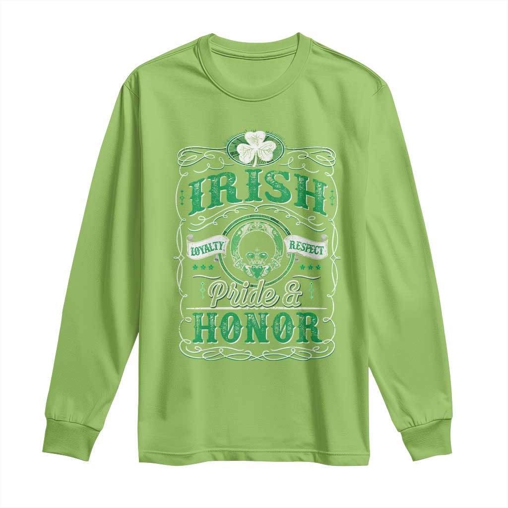 Vintage Irish Pride And Honor St Patricks Day Long Sleeve Shirt