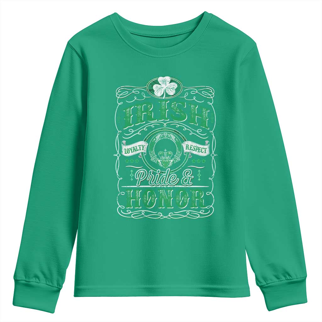 Vintage Irish Pride And Honor St Patricks Day Youth Sweatshirt