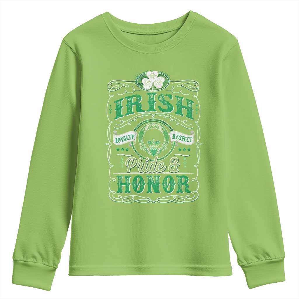 Vintage Irish Pride And Honor St Patricks Day Youth Sweatshirt