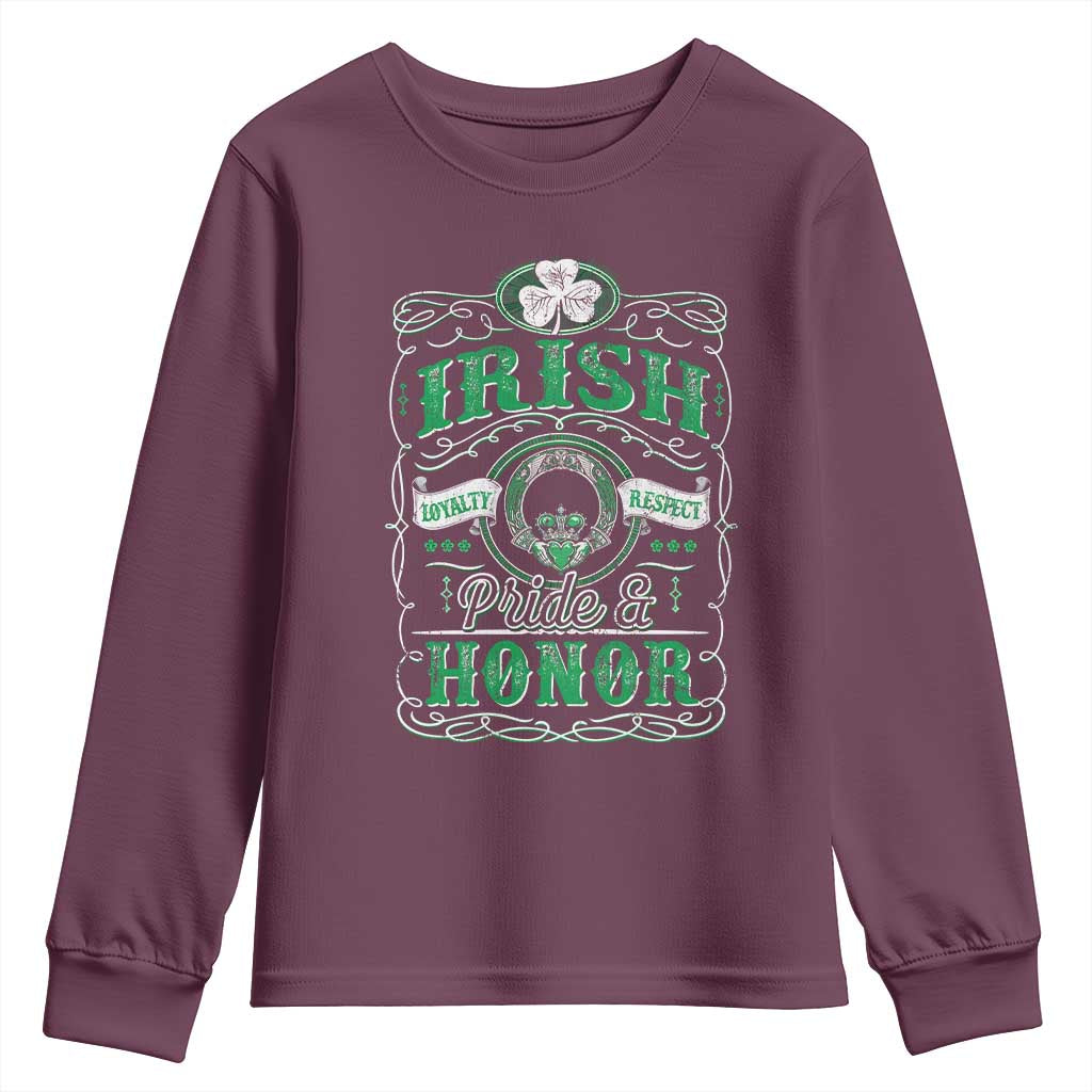 Vintage Irish Pride And Honor St Patricks Day Youth Sweatshirt