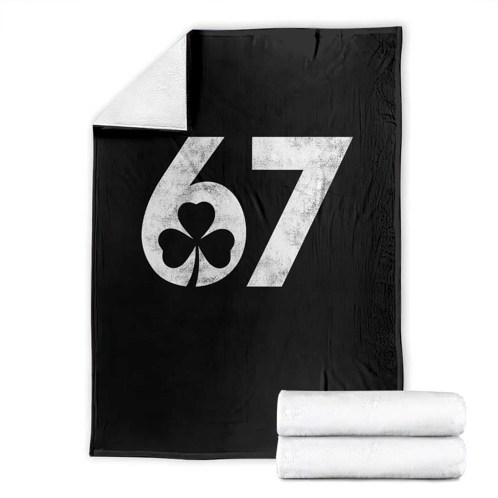 Funny St Patricks Day 67 Six Seven Vintage Shamrock Throw Blanket