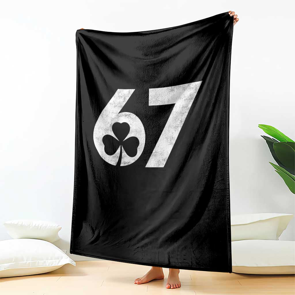Funny St Patricks Day 67 Six Seven Vintage Shamrock Throw Blanket