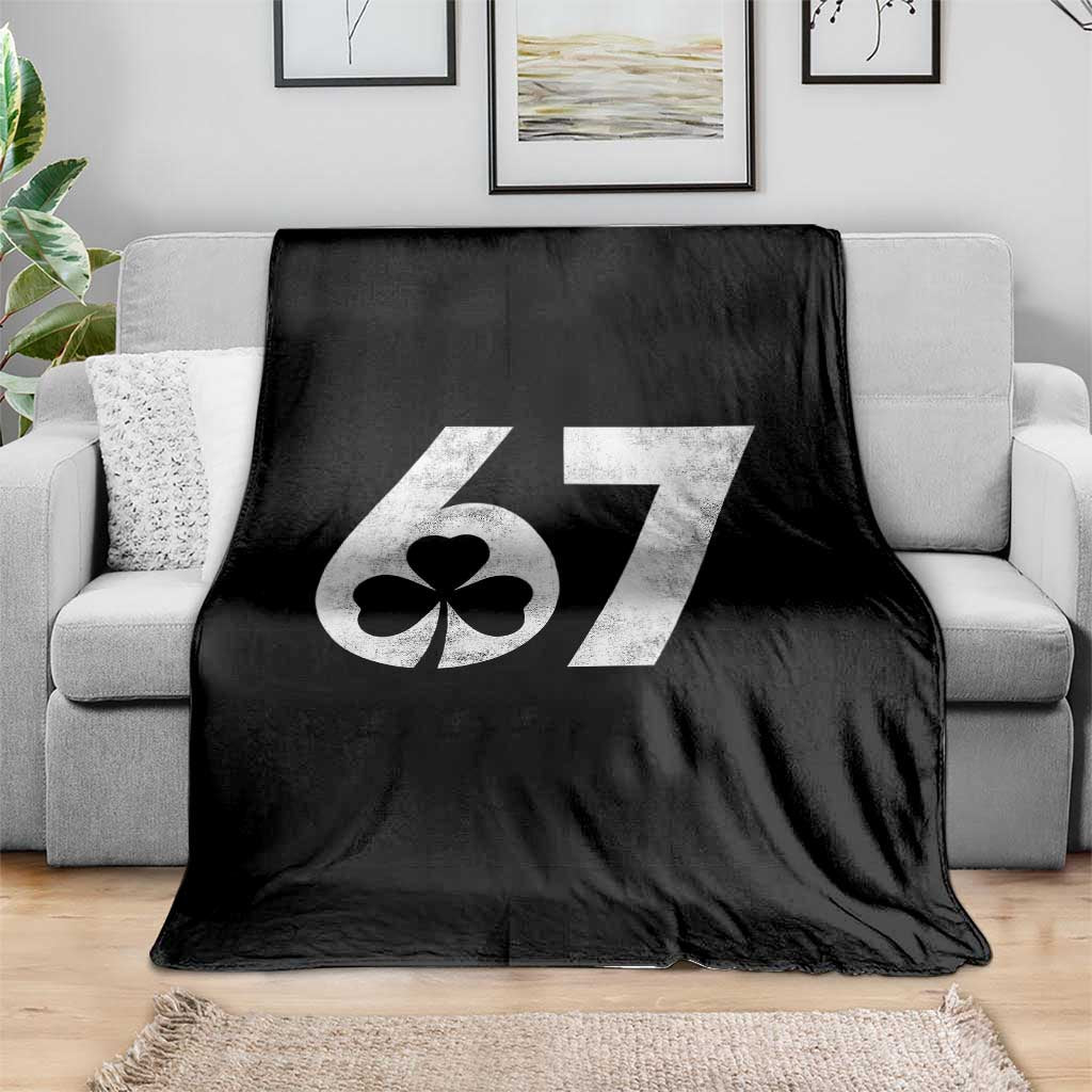 Funny St Patricks Day 67 Six Seven Vintage Shamrock Throw Blanket