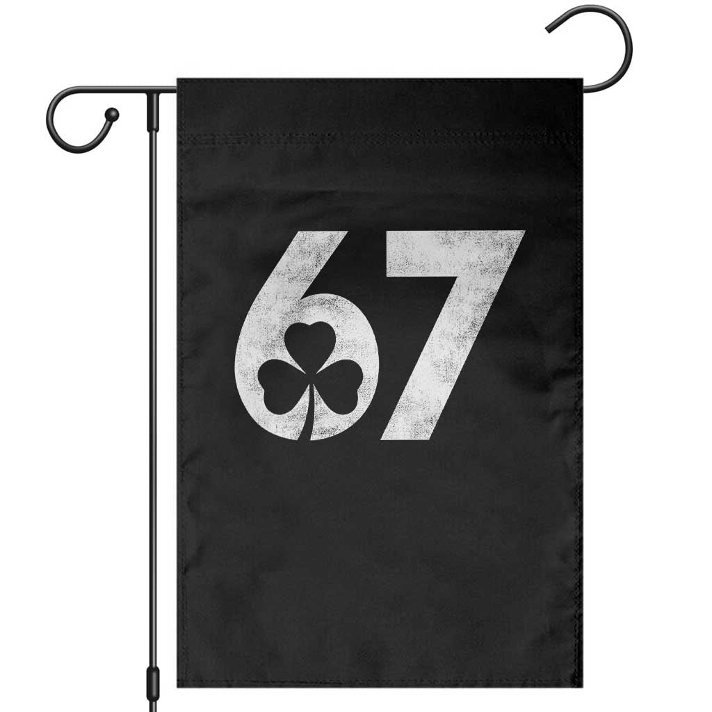 Funny St Patricks Day 67 Six Seven Vintage Shamrock Garden Flag