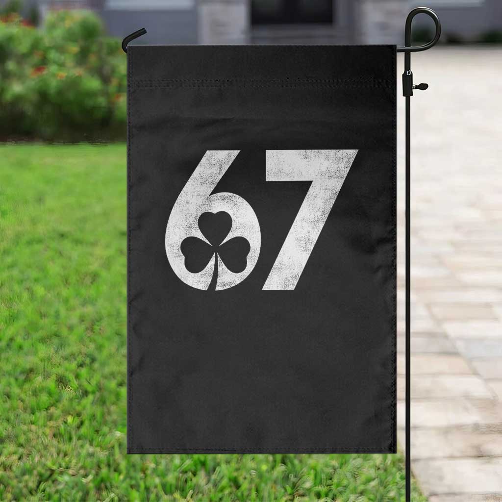 Funny St Patricks Day 67 Six Seven Vintage Shamrock Garden Flag