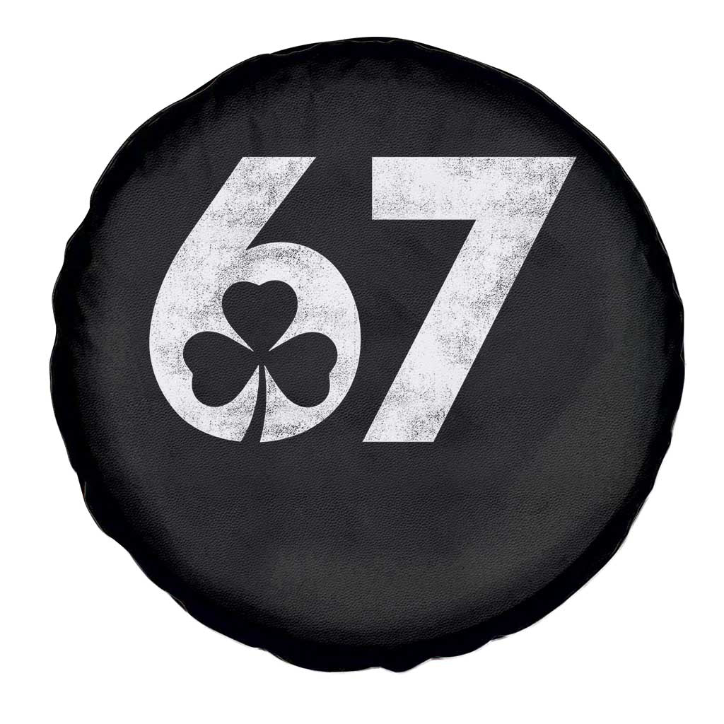 Funny St Patricks Day 67 Six Seven Vintage Shamrock Spare Tire Cover