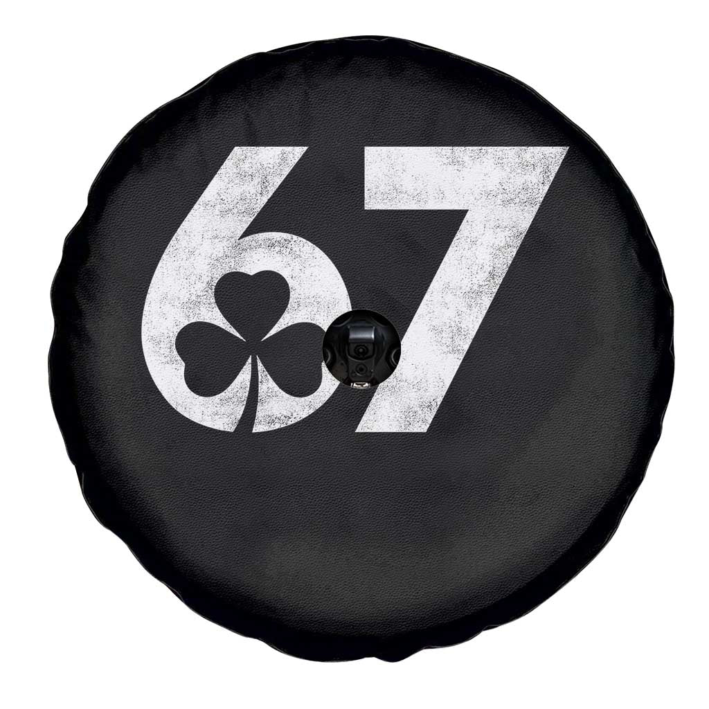 Funny St Patricks Day 67 Six Seven Vintage Shamrock Spare Tire Cover