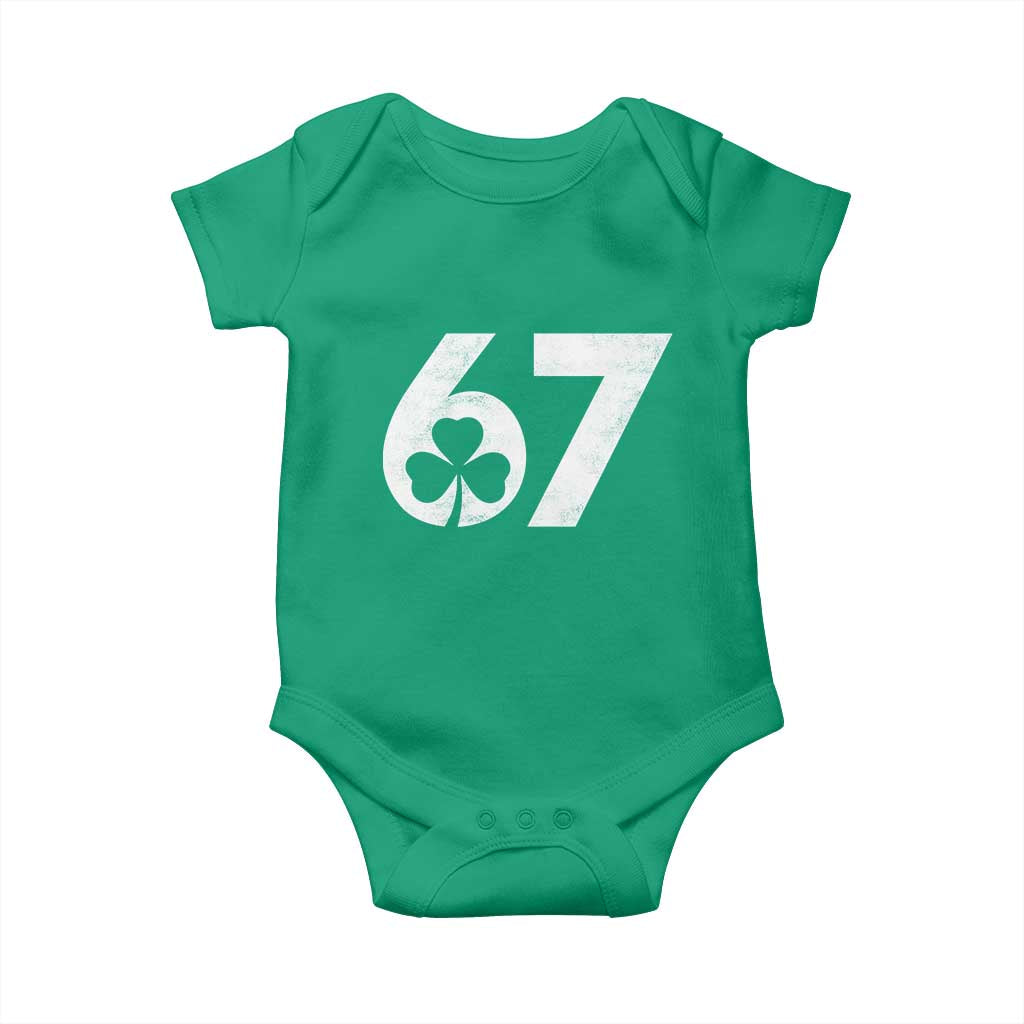 Funny St Patricks Day 67 Six Seven Vintage Shamrock Baby Onesie
