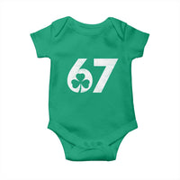 Funny St Patricks Day 67 Six Seven Vintage Shamrock Baby Onesie