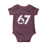Funny St Patricks Day 67 Six Seven Vintage Shamrock Baby Onesie