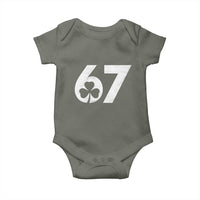 Funny St Patricks Day 67 Six Seven Vintage Shamrock Baby Onesie
