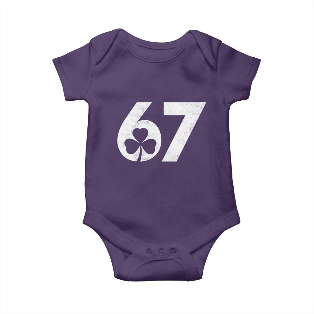 Funny St Patricks Day 67 Six Seven Vintage Shamrock Baby Onesie