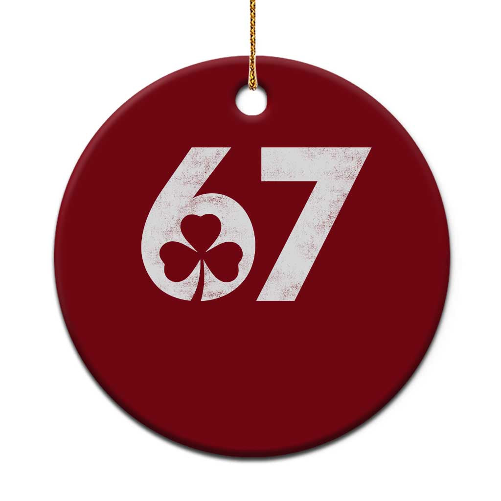 Funny St Patricks Day 67 Six Seven Vintage Shamrock Ceramic Ornament
