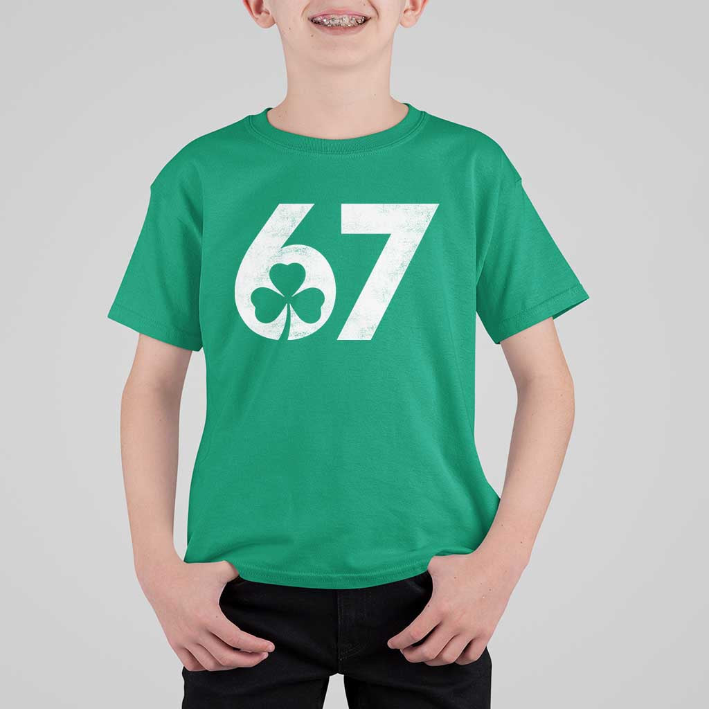 Funny St Patricks Day 67 Six Seven Vintage Shamrock T Shirt For Kid