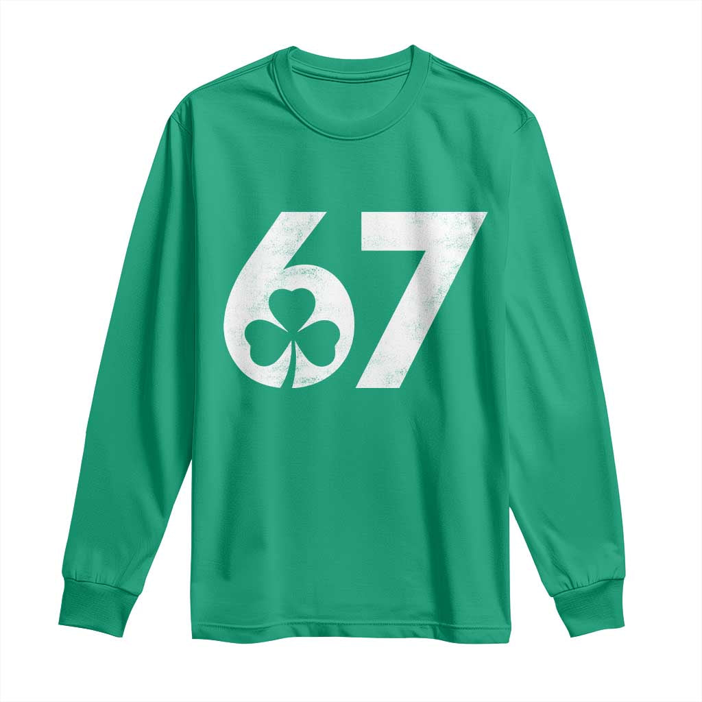 Funny St Patricks Day 67 Six Seven Vintage Shamrock Long Sleeve Shirt