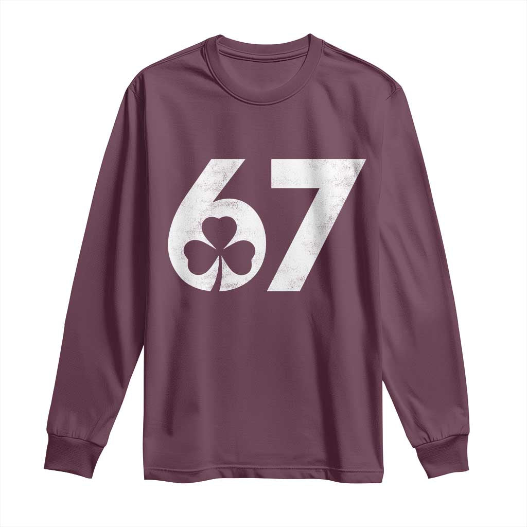 Funny St Patricks Day 67 Six Seven Vintage Shamrock Long Sleeve Shirt