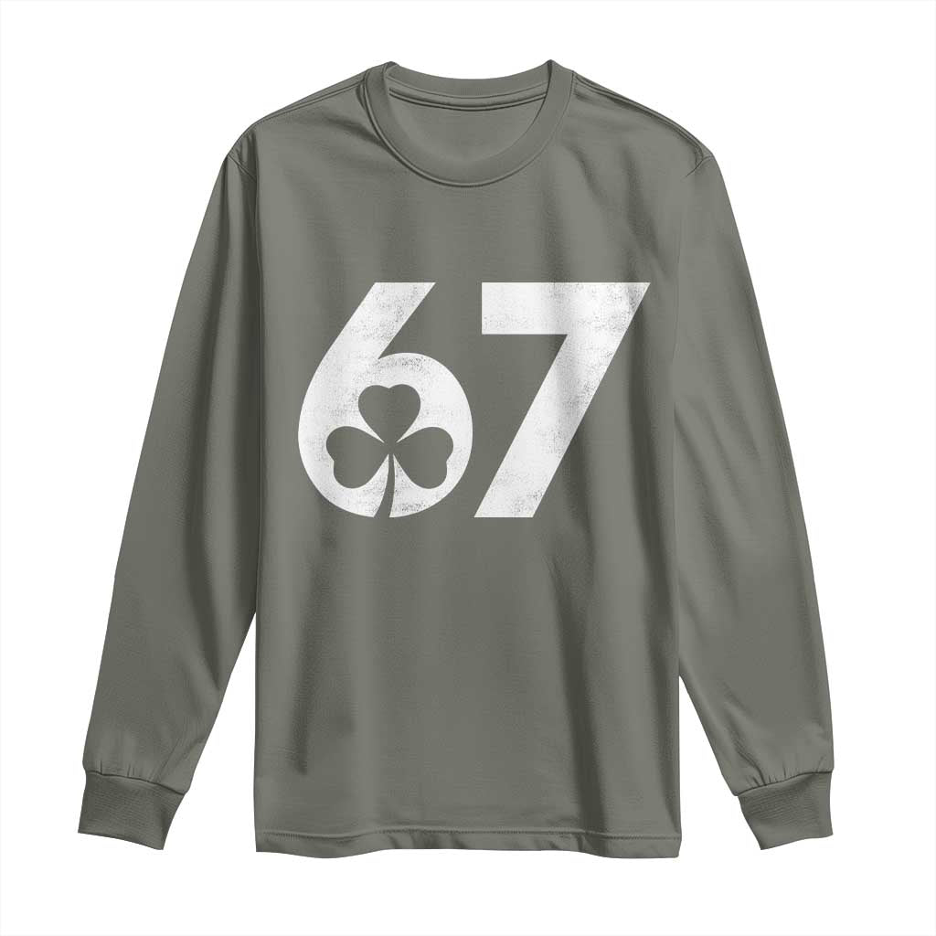 Funny St Patricks Day 67 Six Seven Vintage Shamrock Long Sleeve Shirt