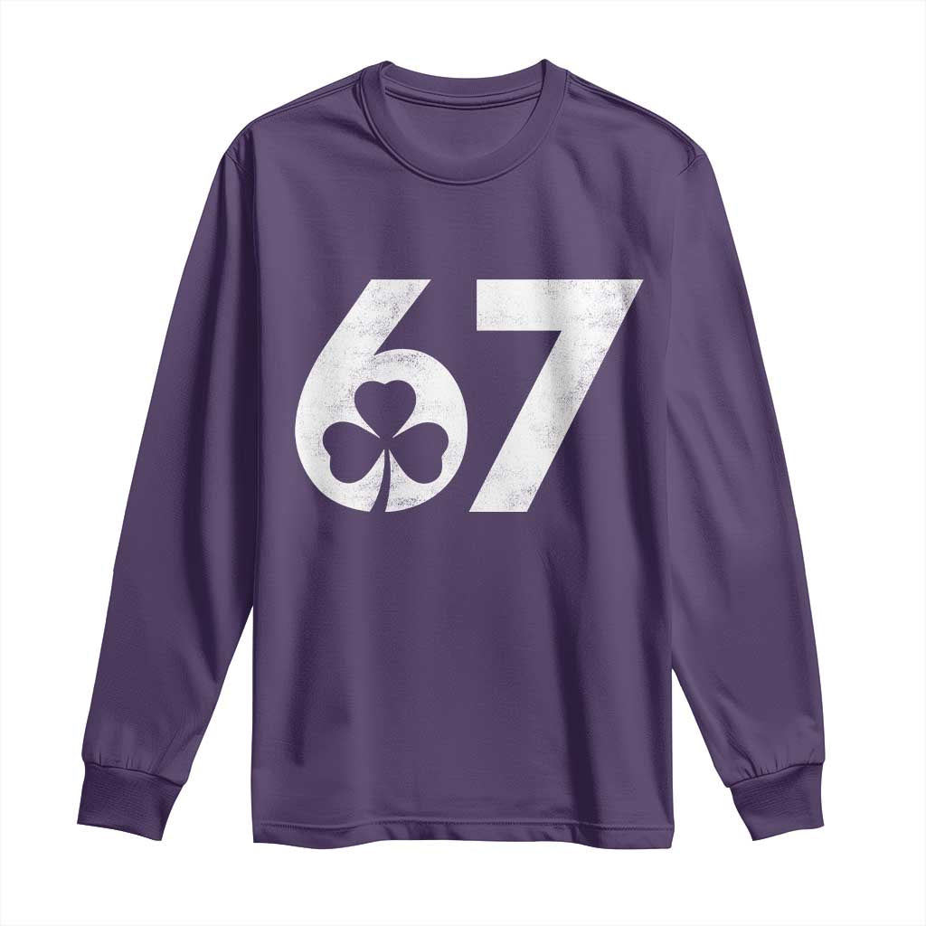 Funny St Patricks Day 67 Six Seven Vintage Shamrock Long Sleeve Shirt
