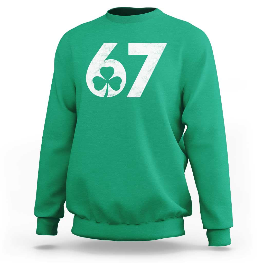 Funny St Patricks Day 67 Six Seven Vintage Shamrock Sweatshirt
