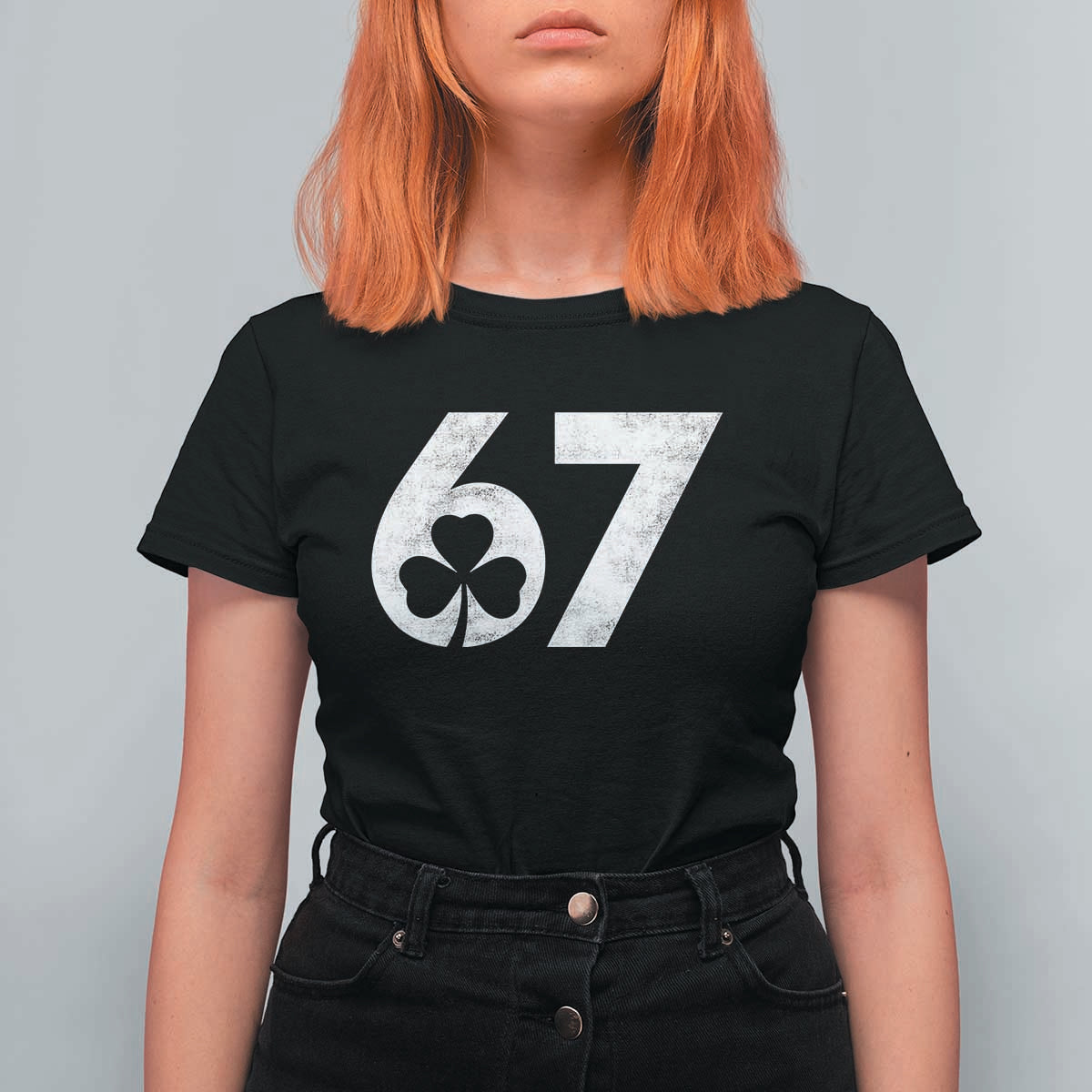 Funny St Patricks Day 67 Six Seven Vintage Shamrock T Shirt For Women