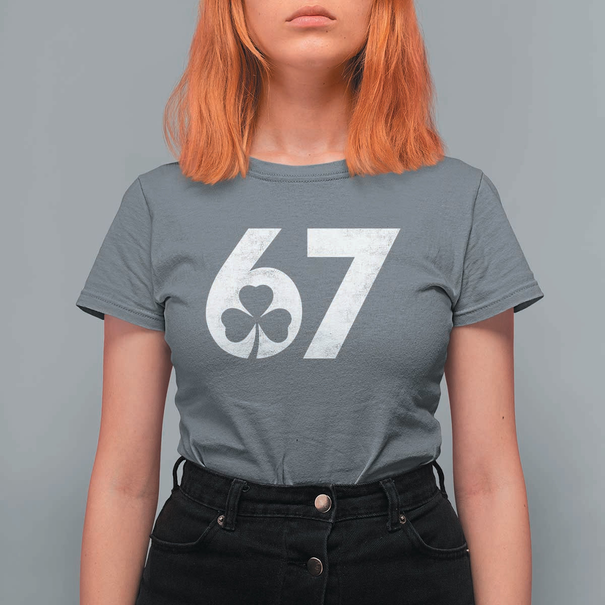 Funny St Patricks Day 67 Six Seven Vintage Shamrock T Shirt For Women