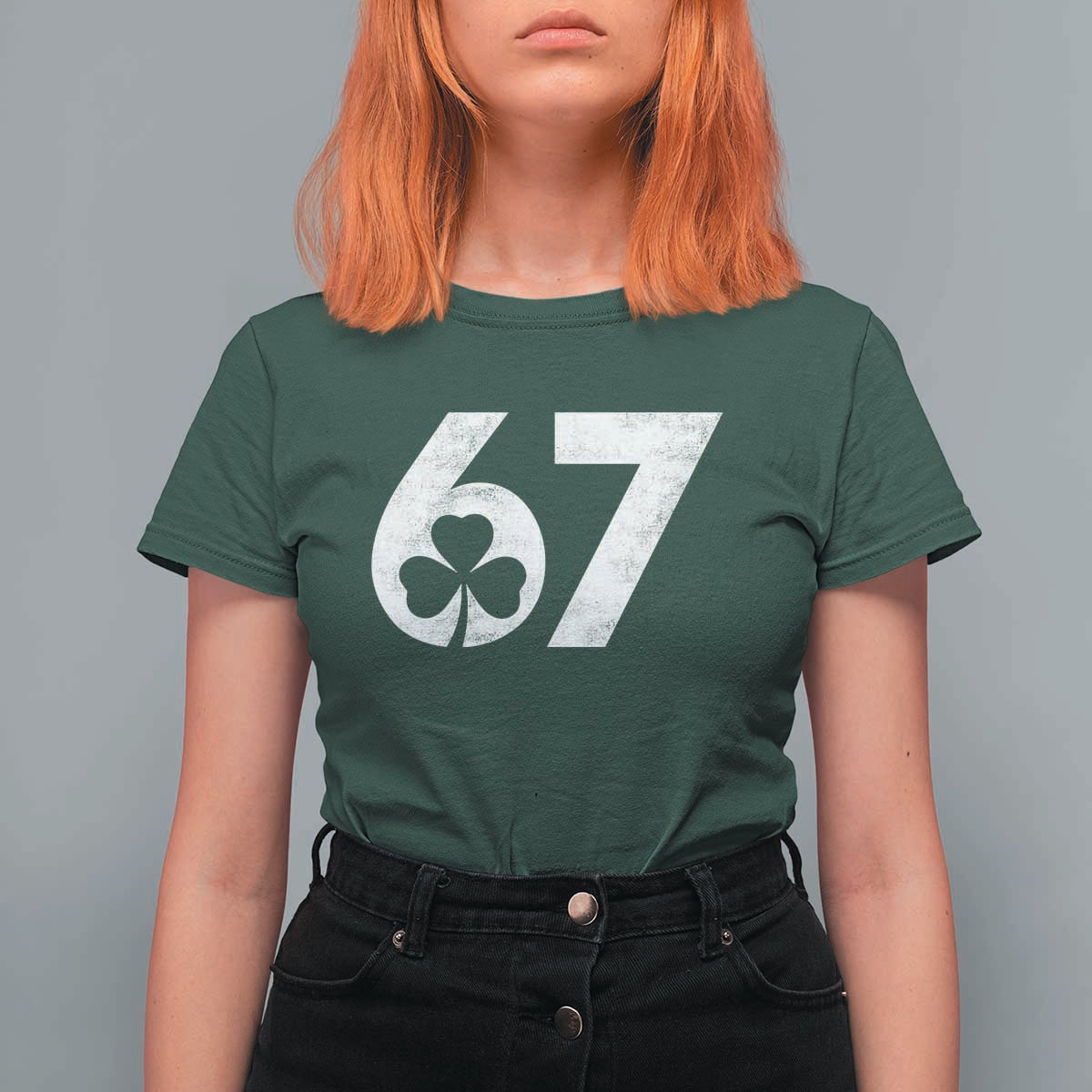 Funny St Patricks Day 67 Six Seven Vintage Shamrock T Shirt For Women