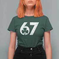 Funny St Patricks Day 67 Six Seven Vintage Shamrock T Shirt For Women