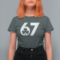 Funny St Patricks Day 67 Six Seven Vintage Shamrock T Shirt For Women