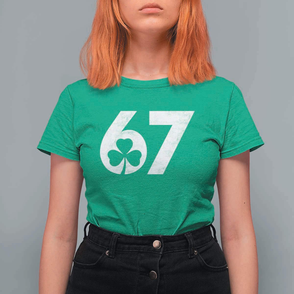 Funny St Patricks Day 67 Six Seven Vintage Shamrock T Shirt For Women