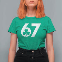 Funny St Patricks Day 67 Six Seven Vintage Shamrock T Shirt For Women