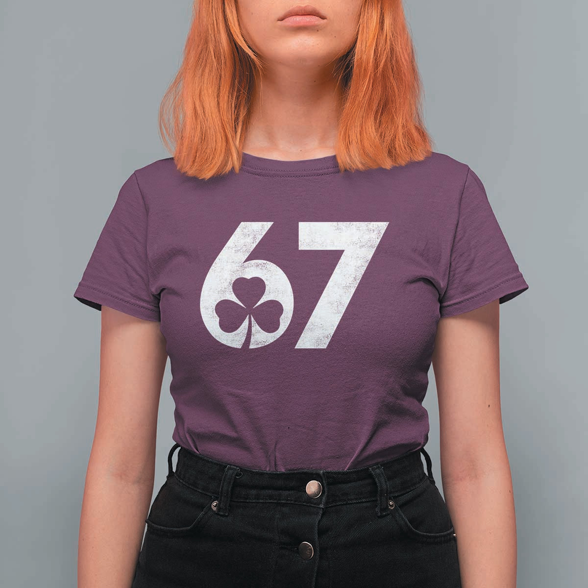Funny St Patricks Day 67 Six Seven Vintage Shamrock T Shirt For Women