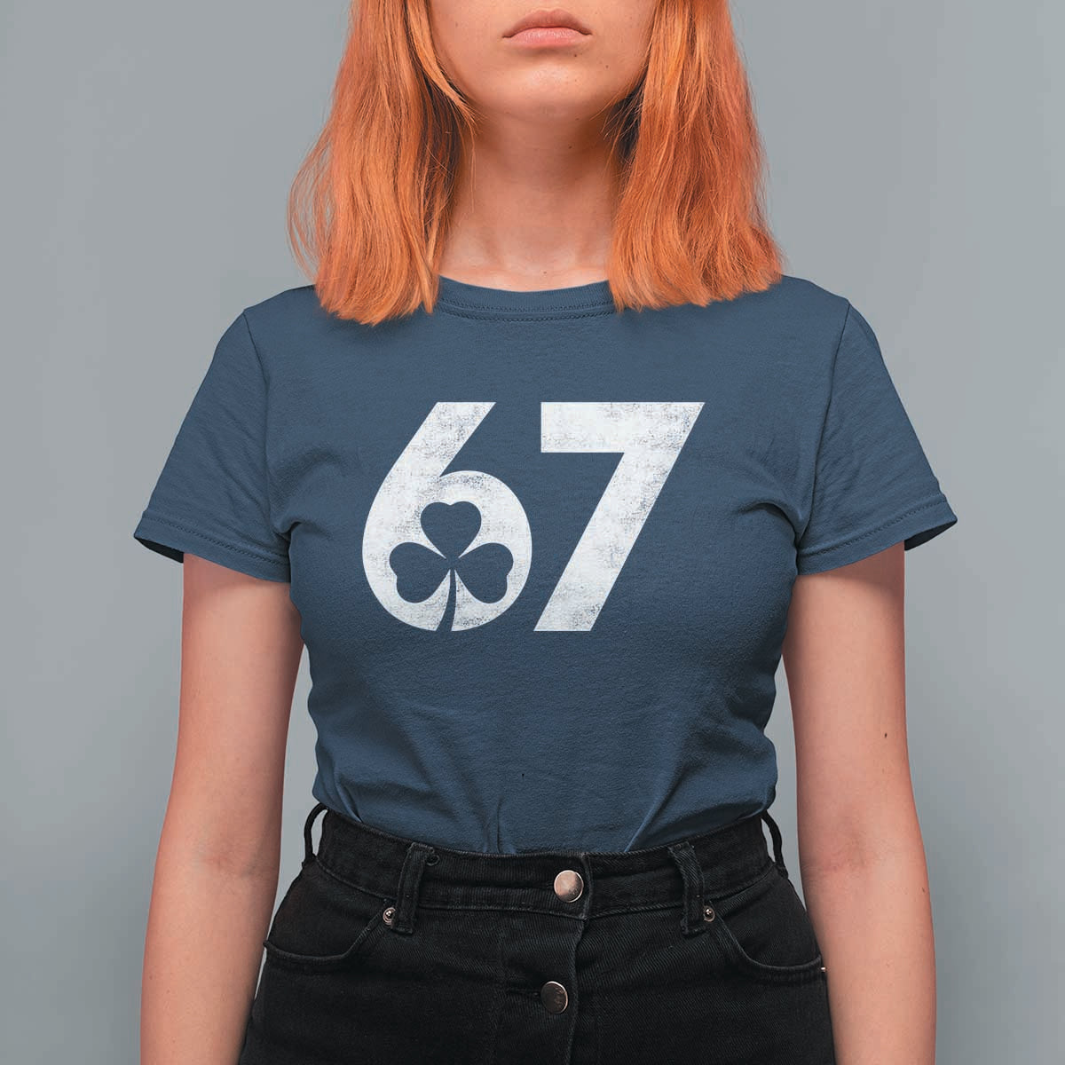 Funny St Patricks Day 67 Six Seven Vintage Shamrock T Shirt For Women