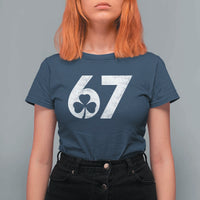 Funny St Patricks Day 67 Six Seven Vintage Shamrock T Shirt For Women