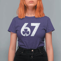Funny St Patricks Day 67 Six Seven Vintage Shamrock T Shirt For Women
