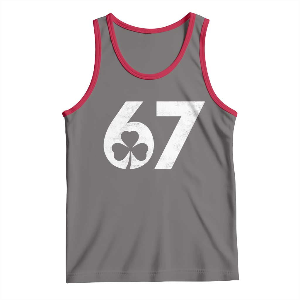 Funny St Patricks Day 67 Six Seven Vintage Shamrock Tank Top
