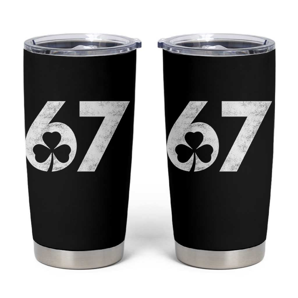 Funny St Patricks Day 67 Six Seven Vintage Shamrock Tumbler Cup
