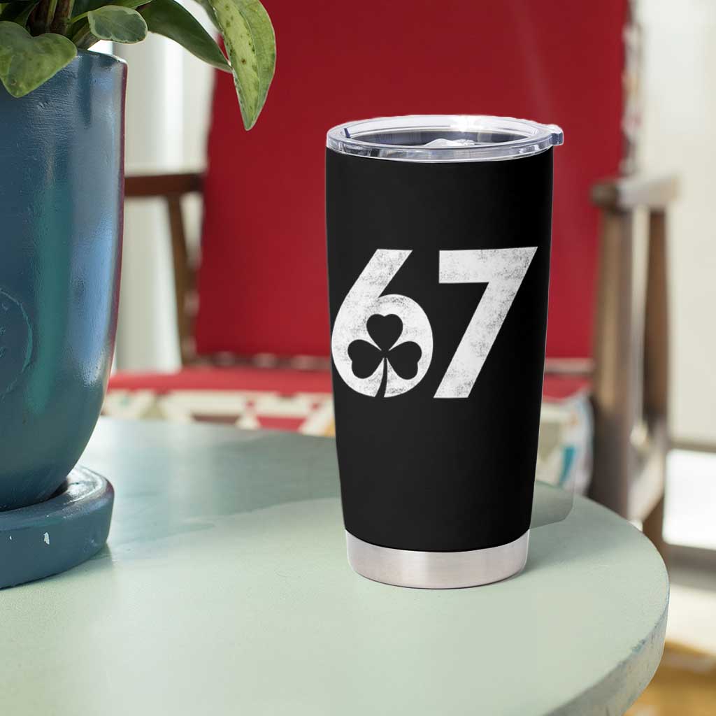 Funny St Patricks Day 67 Six Seven Vintage Shamrock Tumbler Cup
