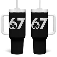 Funny St Patricks Day 67 Six Seven Vintage Shamrock Tumbler With Handle