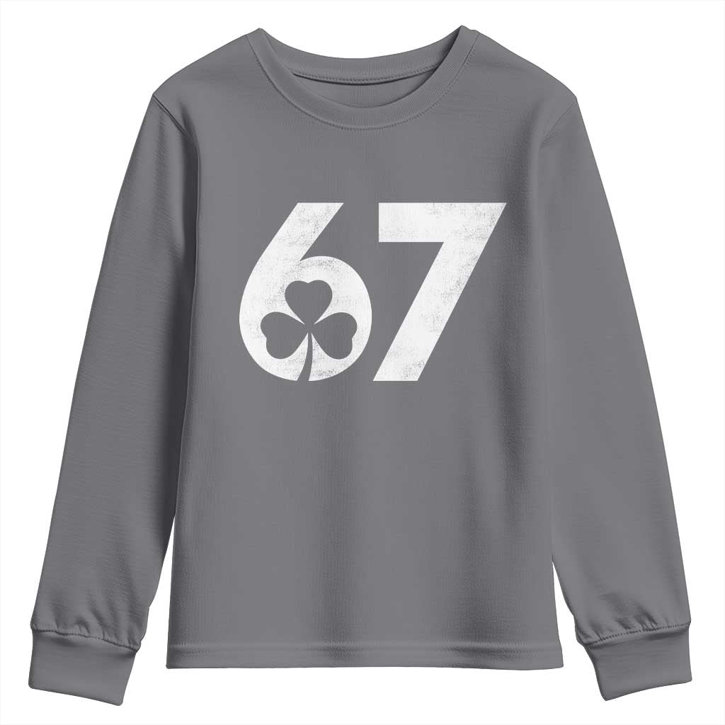 Funny St Patricks Day 67 Six Seven Vintage Shamrock Youth Sweatshirt