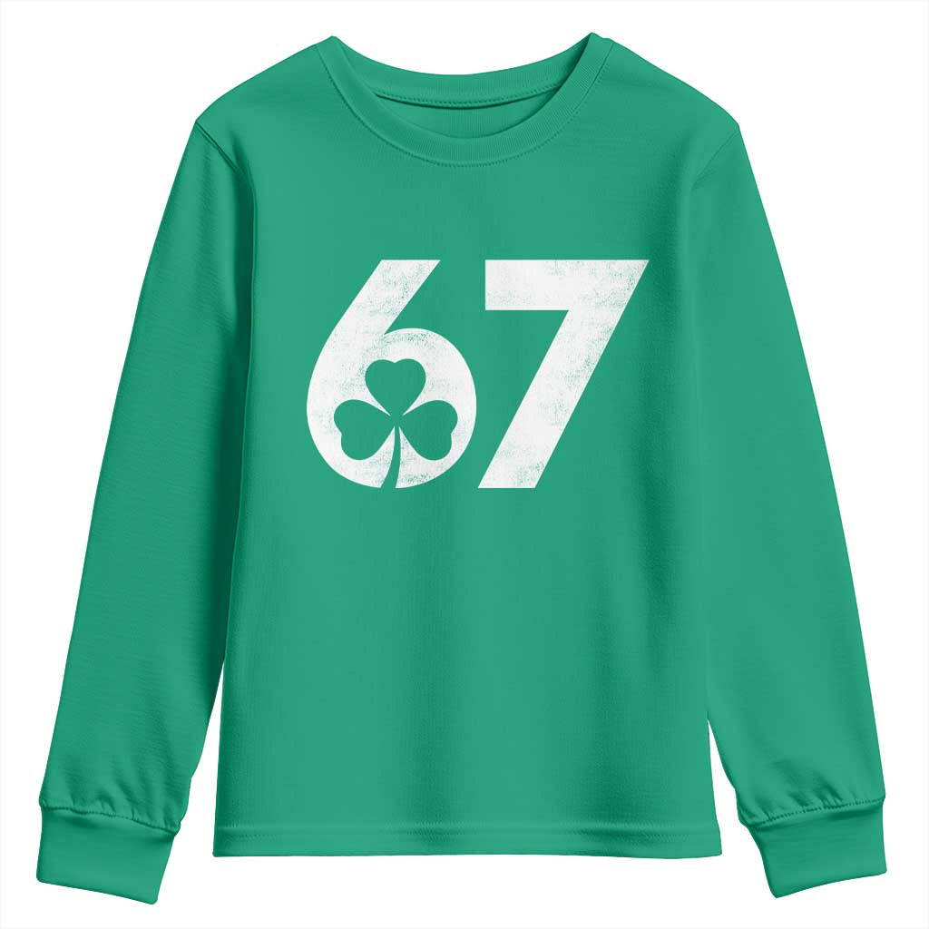 Funny St Patricks Day 67 Six Seven Vintage Shamrock Youth Sweatshirt